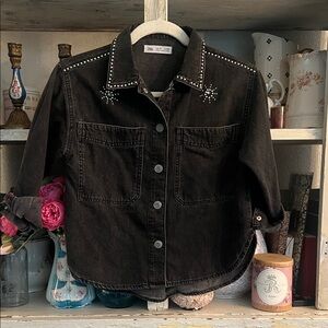 Zara Black Studded Button Down Shirt Brand New !!! so cute